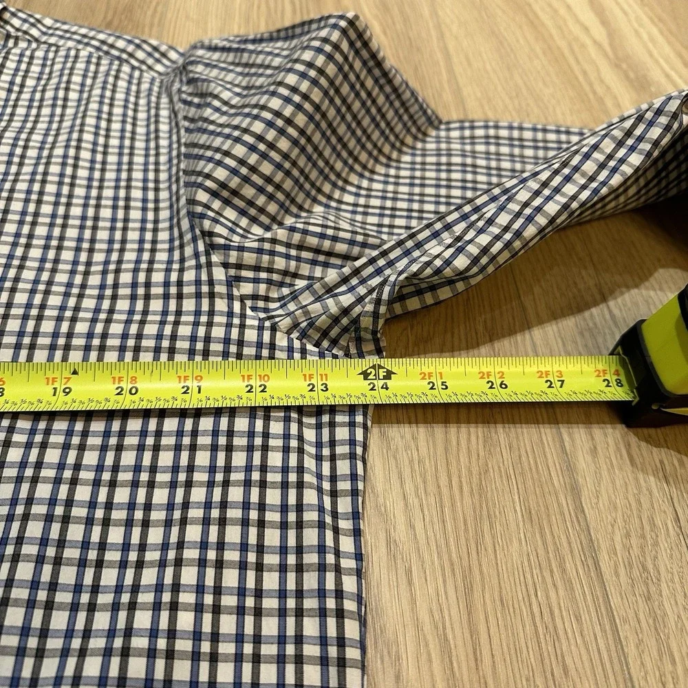 ISAIA Plaid Long Sleeve Button‎ Up Shirt Blue Check Plaid 17 43 Made in Italy